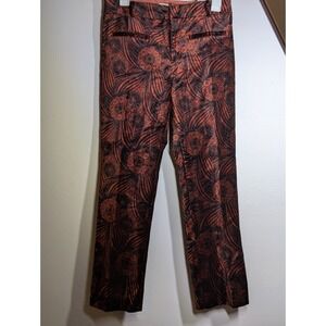 Anthropologie Essential Velvet Kick Flare Pants Mod‎ Floral Size 4 EUC